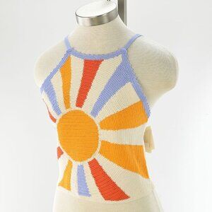 SANDRO Multicolor SOLEIL Hand Crochet Viscose Blend Scalloped Tank Top 3 NWT